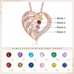 Personalized Birthstone Heart Necklace