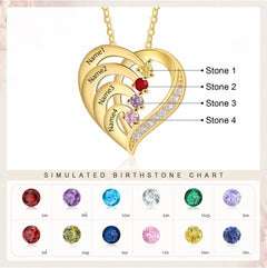 Personalized Birthstone Heart Necklace