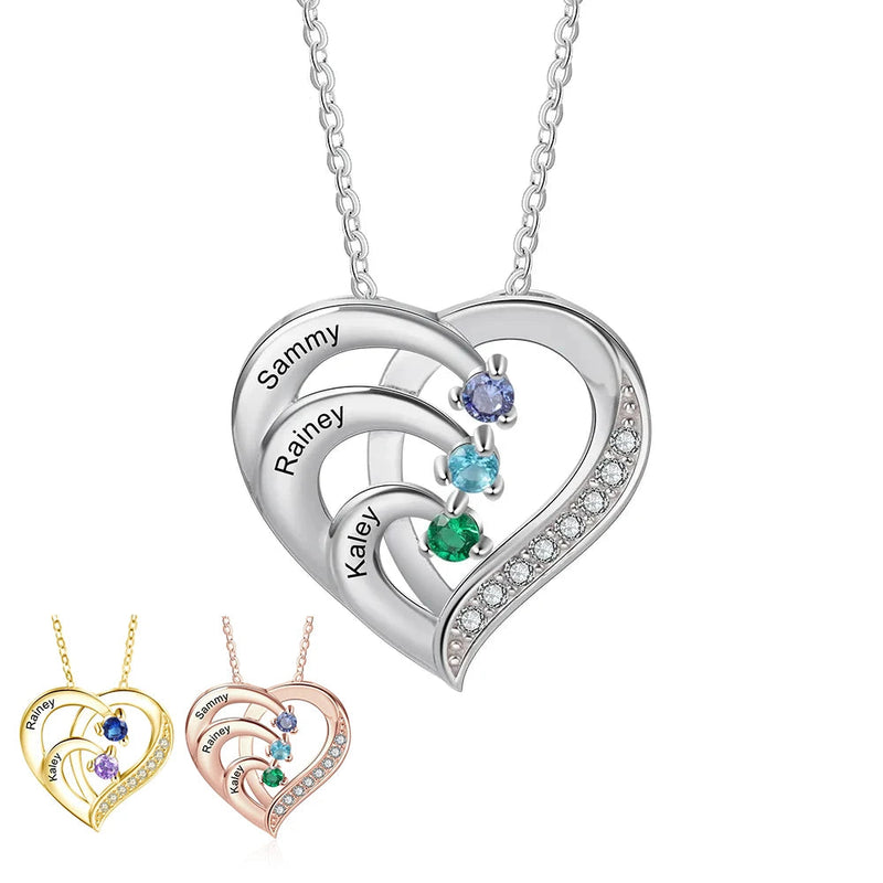 Personalized Birthstone Heart Necklace